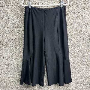 Lysse Pants Women’s Large Black Jersey Stretch Knit Cropped Wide Leg